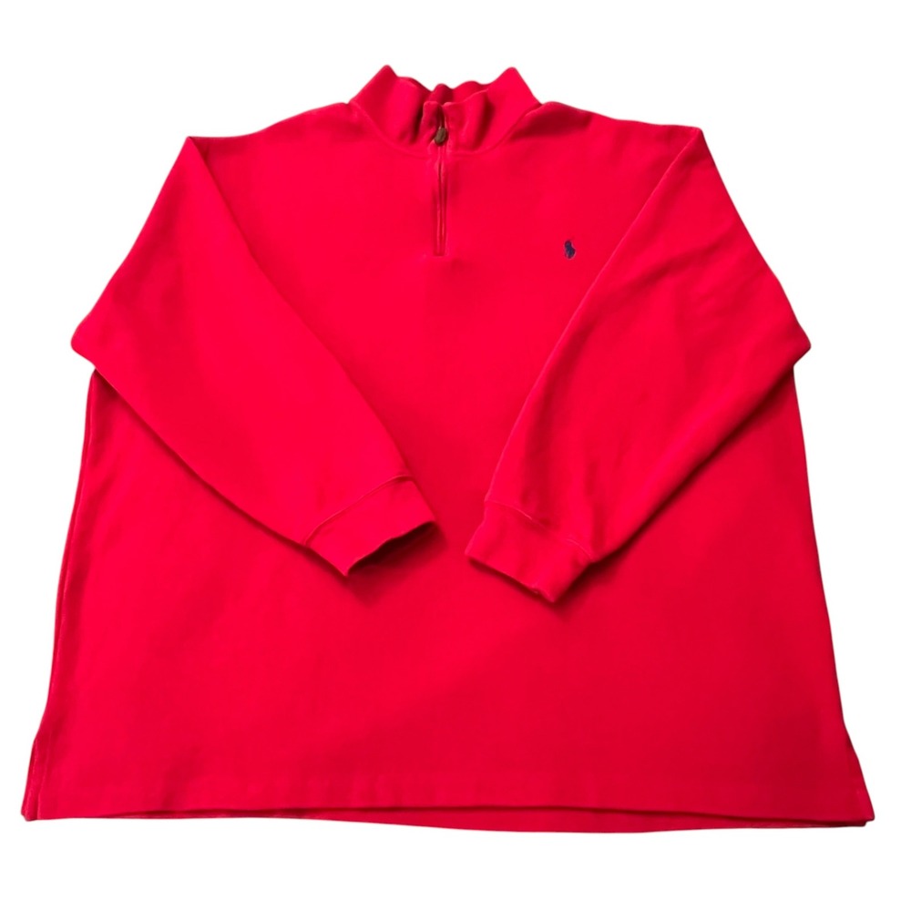 Polo Ralph Lauren Red Quarter Zip Estate Rib Pullover Sweater 3XB Big